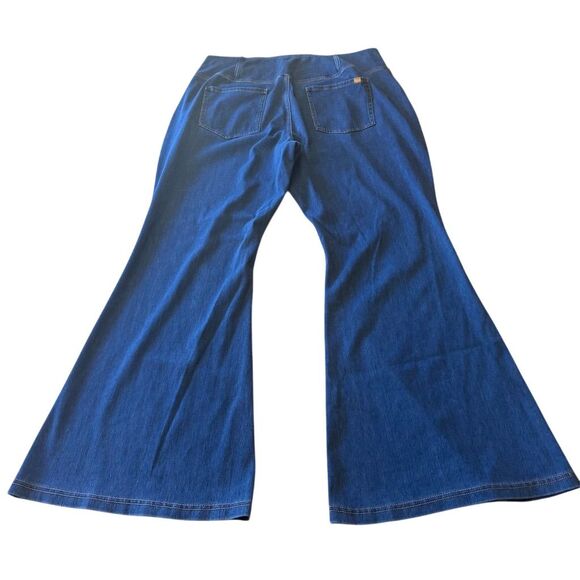 Halara Women's 2X High Waist Crossover Flare Jeans Blue Dark Wash - Picture 2 of 7